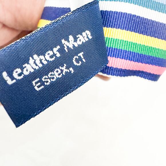 Leather man Navy Striped Adjustable Nylon Belt Size Medium - Picture 3 of 4